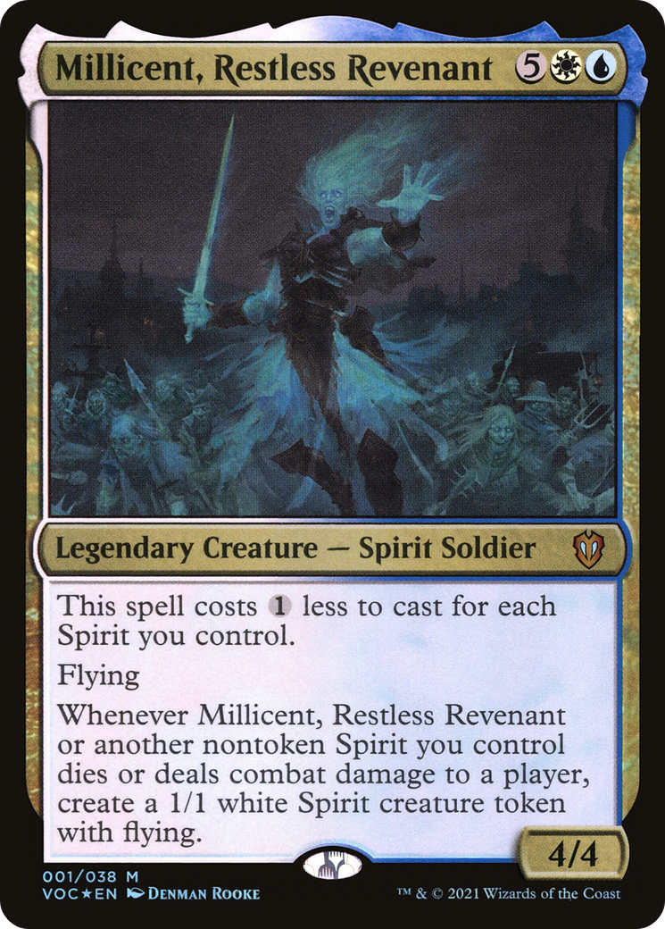 Millicent, Restless Revenant – Commander-Karte des CardX Custom Commander Decks (Beispielbild, Edition kann abweichen)
