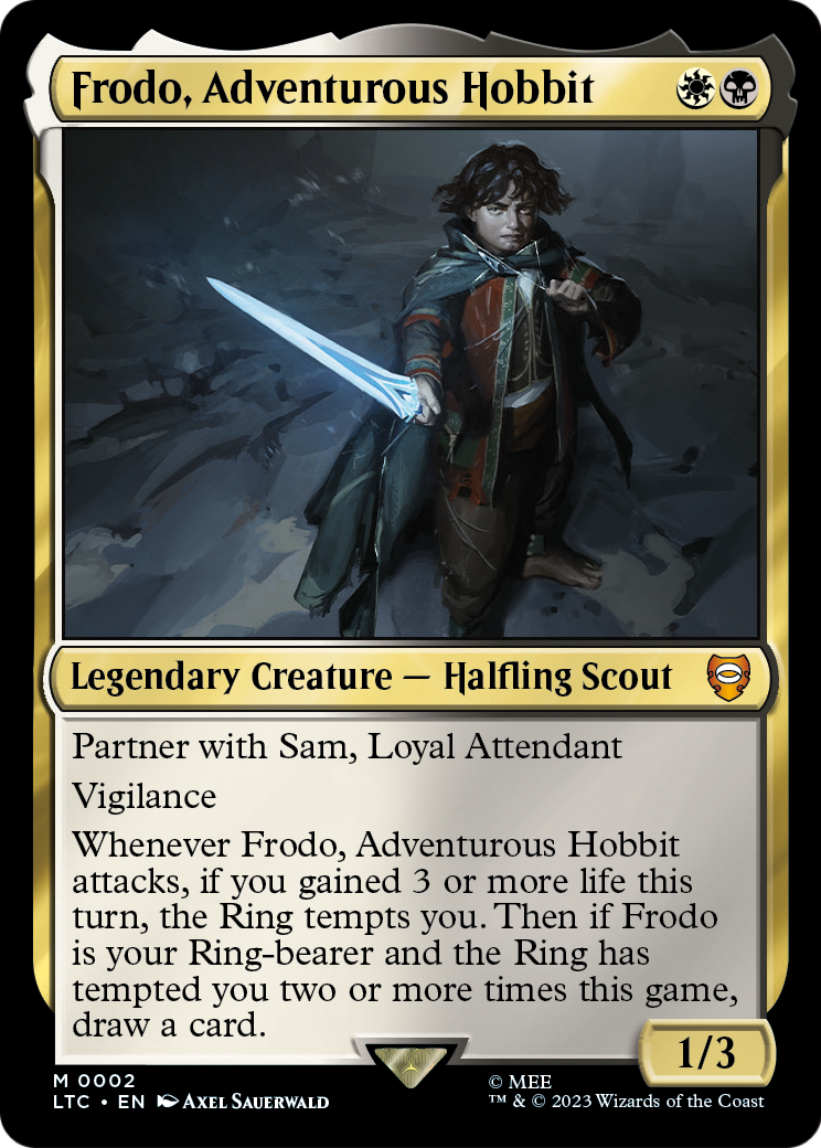 Frodo, Adventurous Hobbit – Commander-Karte des CardX Custom Commander Decks (Beispielbild, Edition kann abweichen)