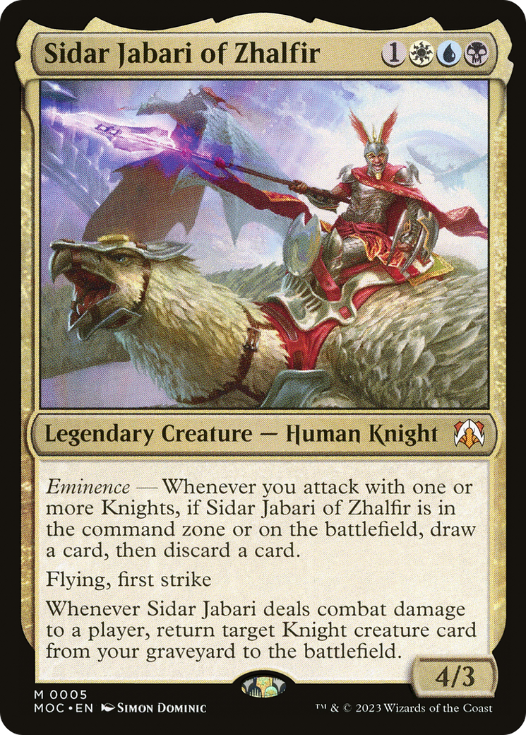 Sidar Jabari of Zhalfir – Commander-Karte des CardX Custom Commander Decks (Beispielbild, Edition kann abweichen)