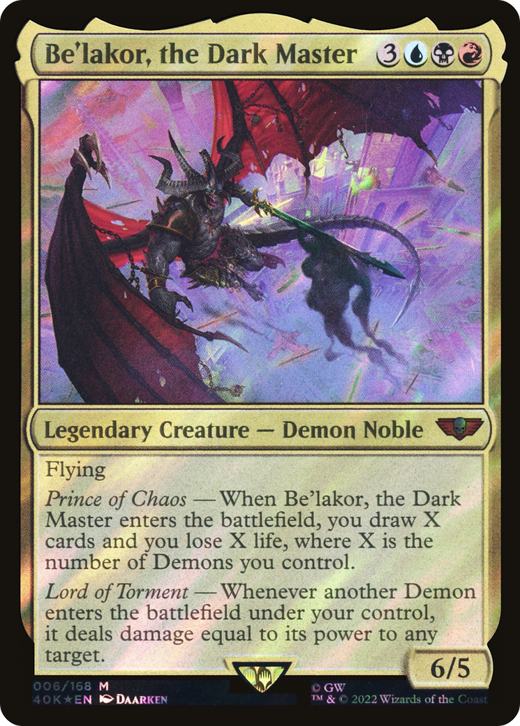 Be'lakor, the Dark Master – Commander-Karte des CardX Custom Commander Decks (Beispielbild, Edition kann abweichen)