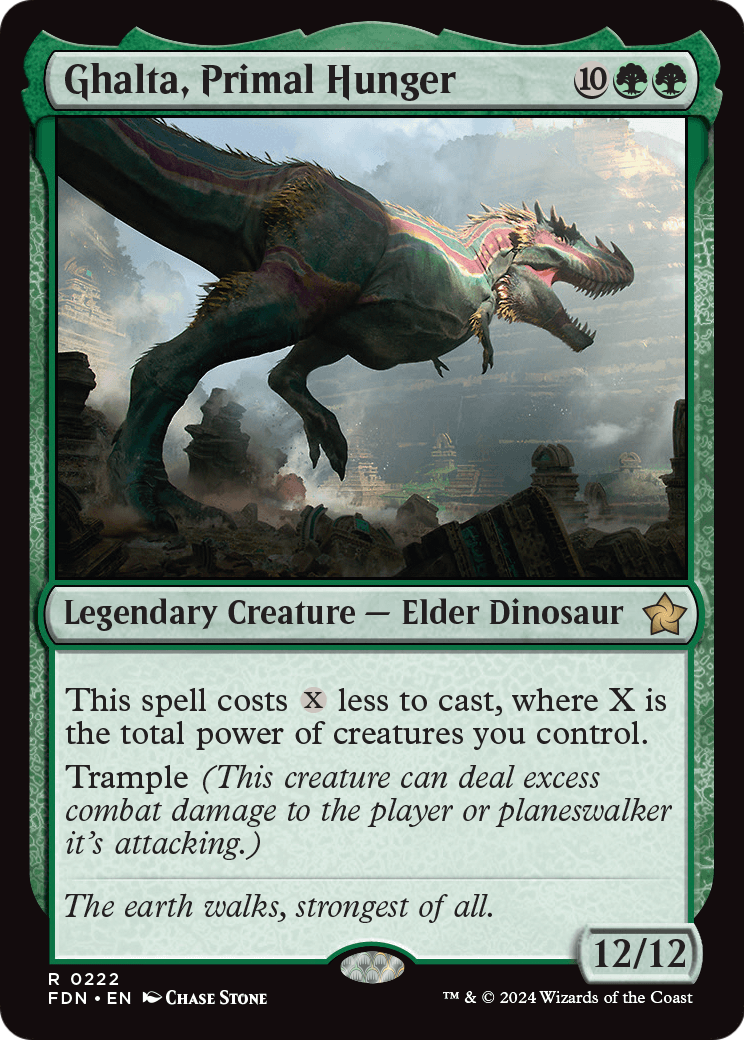 Ghalta, Primal Hunger – Commander-Karte des CardX Custom Commander Decks (Beispielbild, Edition kann abweichen)