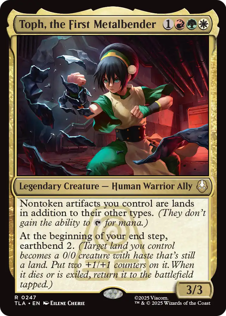 Toph, the First Metalbender – Commander-Karte des CardX Custom Commander Decks (Beispielbild, Edition kann abweichen)