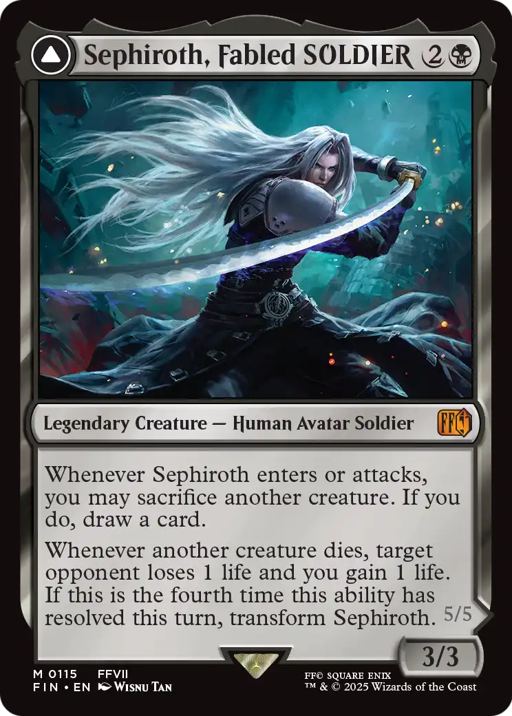 Sephiroth, Fabled SOLDIER – Commander-Karte des CardX Custom Commander Decks (Beispielbild, Edition kann abweichen)